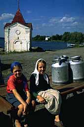 Two girls with water flask