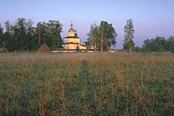 Sunrise with church in Ferapontovo