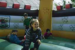 Girl on batut in Moscow